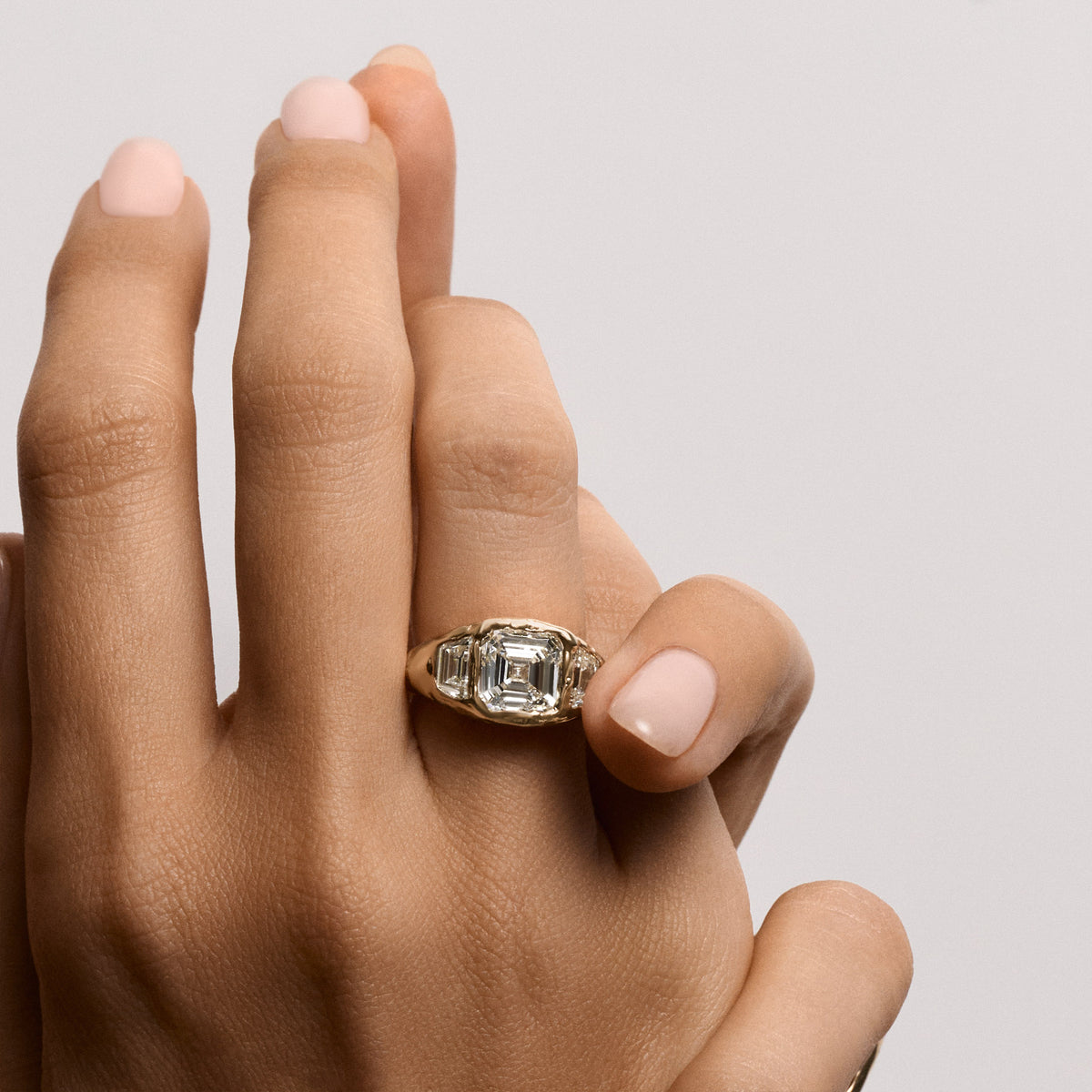 VOYAGE ASSCHER TRINITY DIAMOND RING