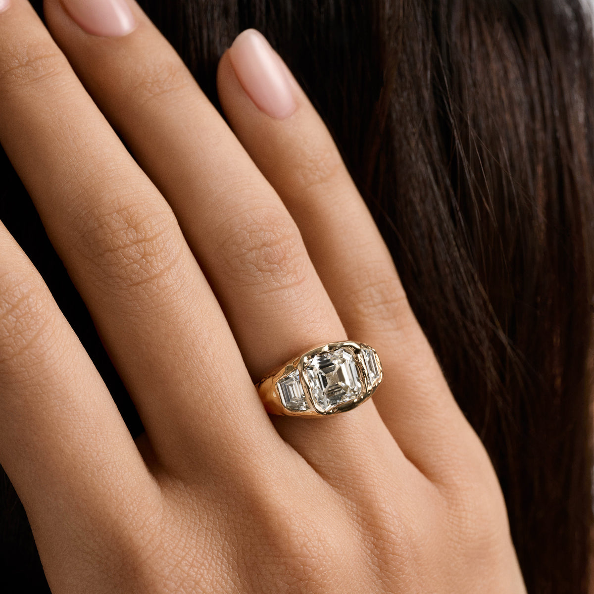 VOYAGE ASSCHER TRINITY DIAMOND RING